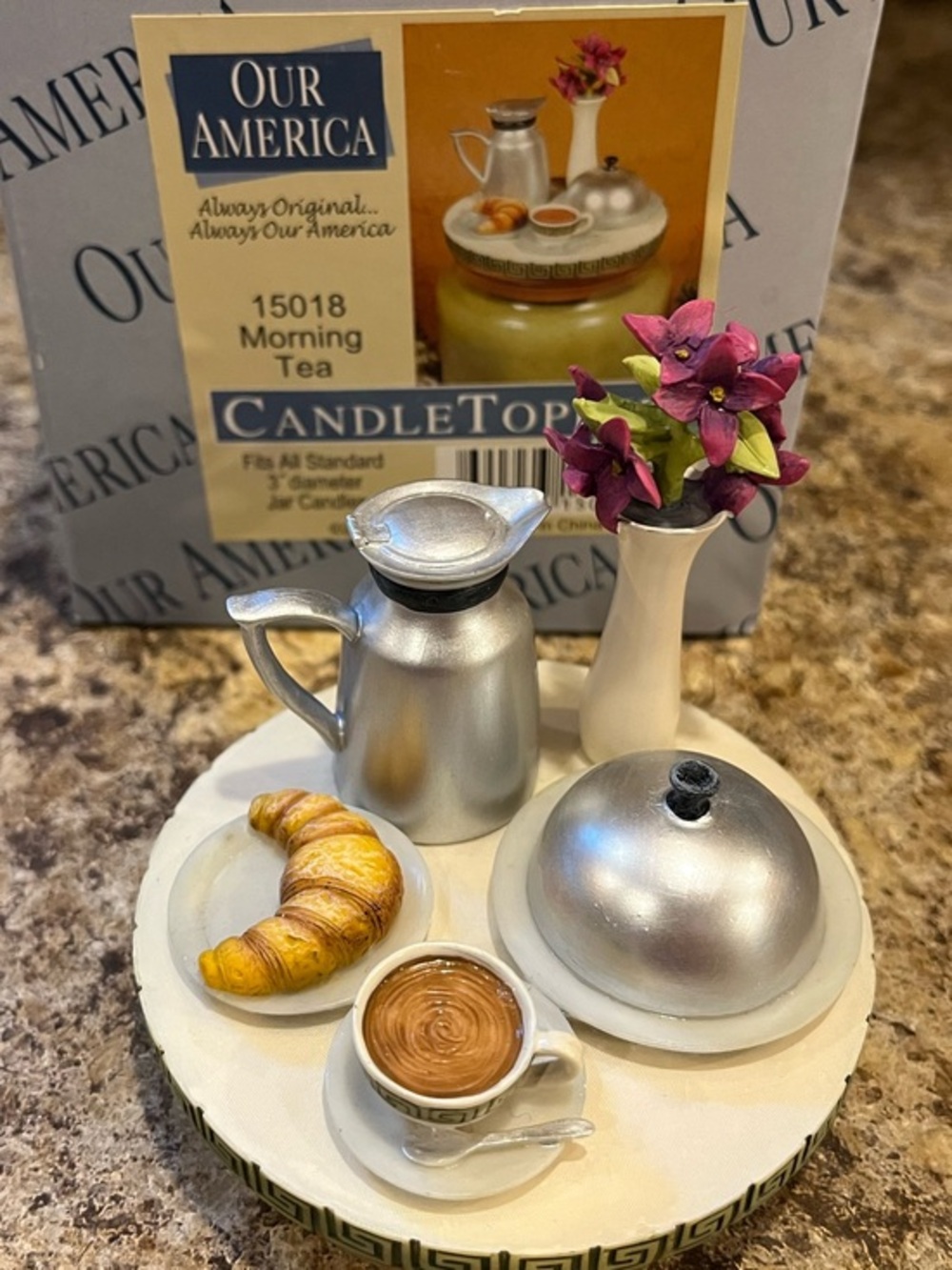 Our America Morning Tea Candle Topper Decorative Tea Setting